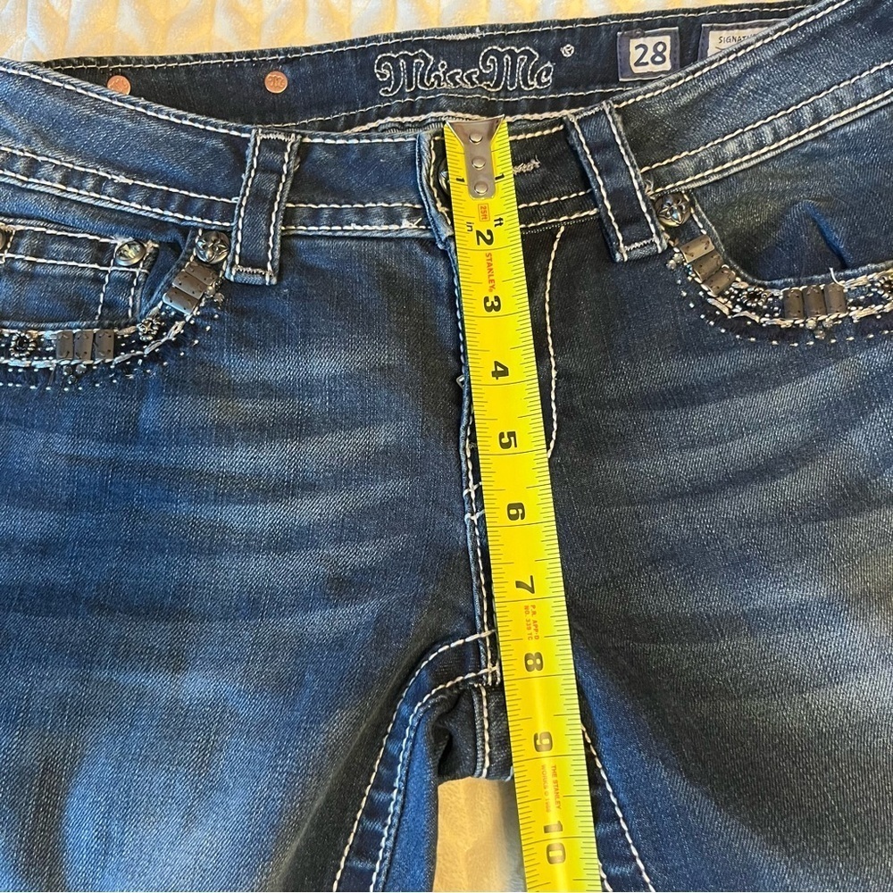 Miss Me Signature Boot Women's Blue Jeans Embroidered Sequins Size 28/33 - Picture 12 of 13